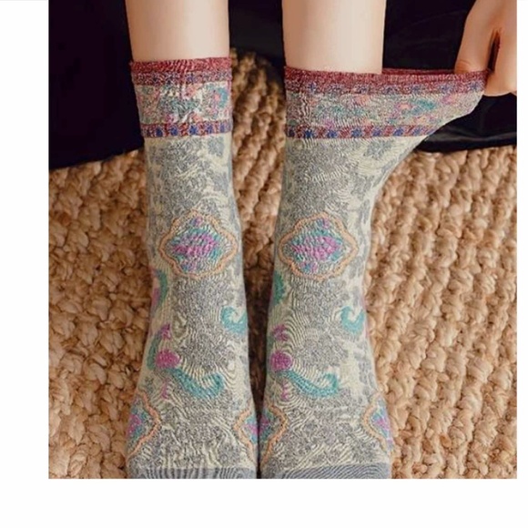 5 Pr Vintage Textured Cotton Socks Med - Picture 6 of 8